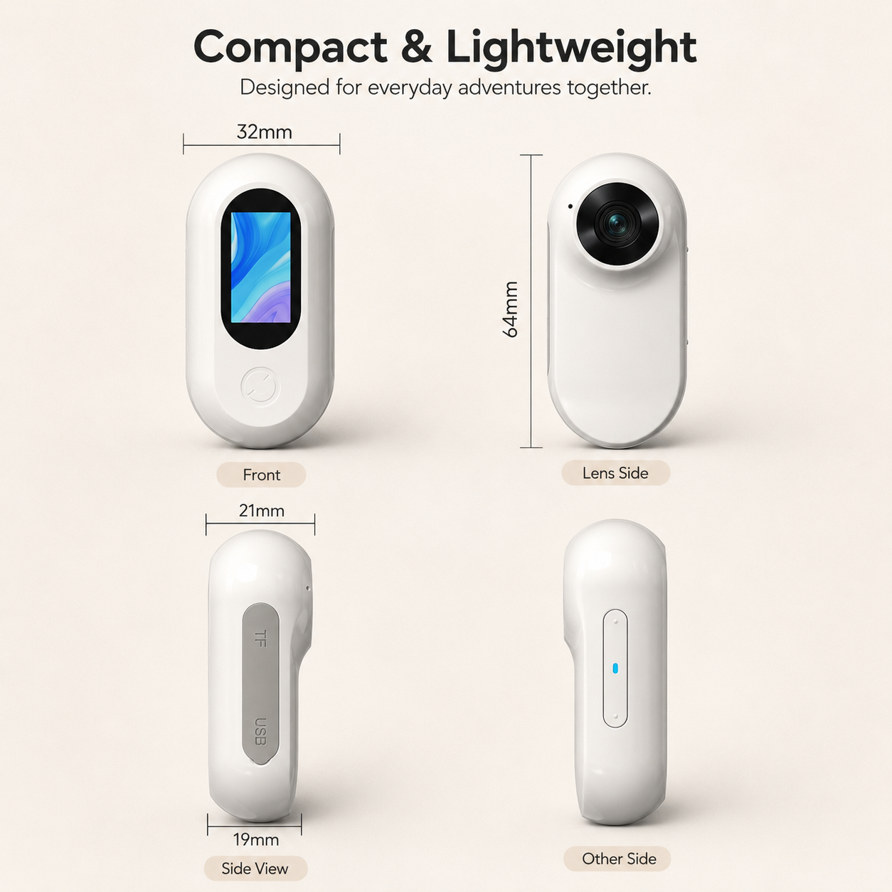 Thumb Sports Action Camera for Outdoor and Pet Recording